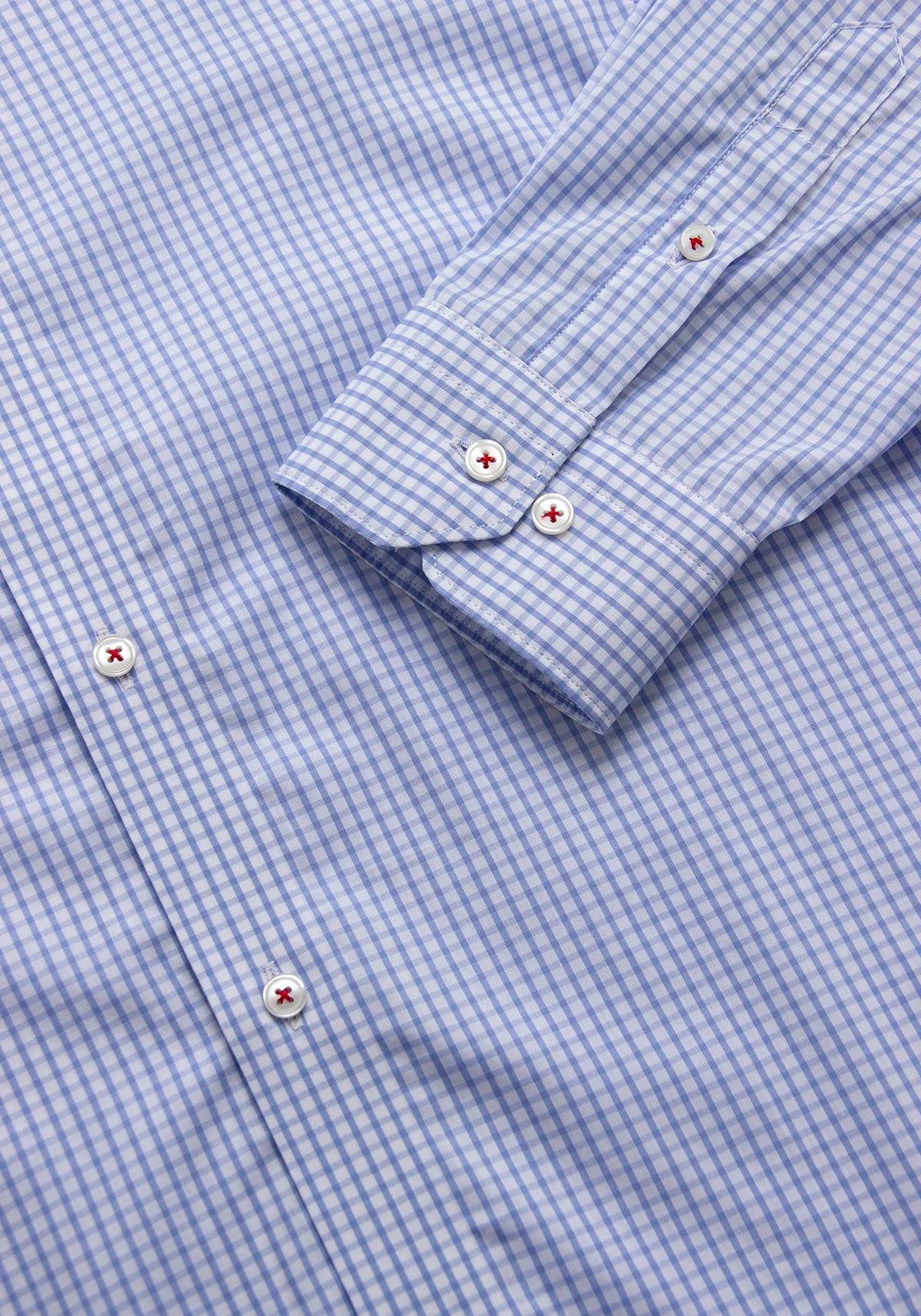 Camisa Popelín Cuadro Ventana Algodón Azul Claro